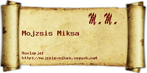 Mojzsis Miksa névjegykártya